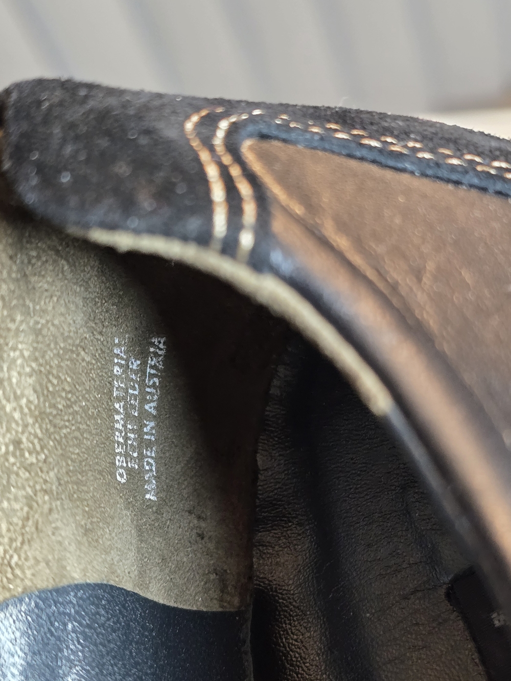Paul Green Black Suede and Leather Slip-On Loafers with Brown Stitching - Picture 7 of 8